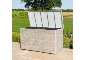 Garden Storage Box - Large Waterproof Lined - Grey Poly Rattan