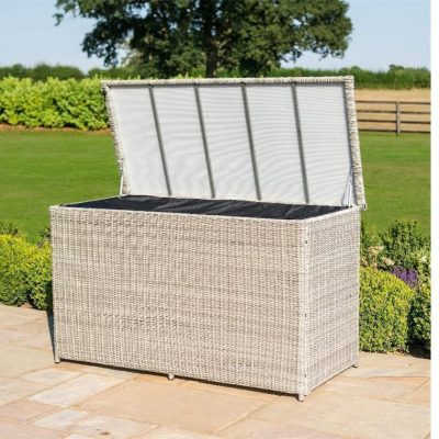 Garden Storage Box - Large Waterproof Lined - Grey Poly Rattan