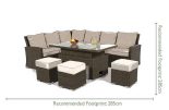 Garden Corner Sofa Dining Set - Rising Dining Table - Brown Polyweave