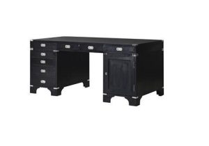 Writing Desk - Black & Chrome - 7 Drawers & 1 Cupboard - Dorchester Black Range