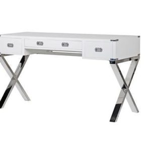 Dressing Table/Desk - Chrome & Black - 3 Drawer - Dorchester Range White