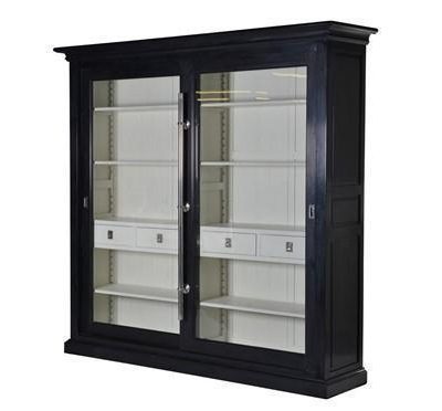 Wall Unit - Chrome Edged & 4 Drawers - Dorchester Black Range