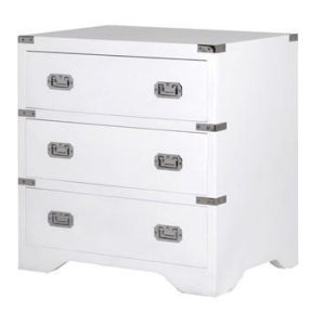 Chest Of Drawers - Chrome Edged & 3 Drawer Bedside - Dorchester White Range