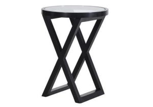 Lamp Table - Small Glass Top - X Base Design - Dorchester Range - Black