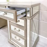 Dressing Table - Stool - Mirror Set - Mirrored & Taupe Finish - LA Bedroom Range