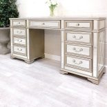 Dressing Table - Stool - Mirror Set - Mirrored & Taupe Finish - LA Bedroom Range