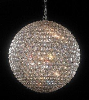 Round Champagne Chrome Crystal, Crystal Ball And Chrome Chandelier