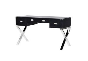 Dressing Table/Desk - Chrome & Black - 3 Drawer - Dorchester Range Black