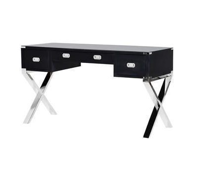 Dressing Table/Desk - Chrome & Black - 3 Drawer - Dorchester Range Black