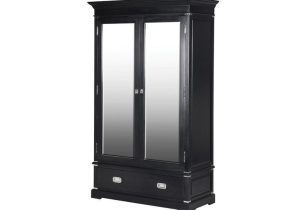 Wardrobe - Double Mirrored Doors - 2 Drawers - Dorchester Black Range