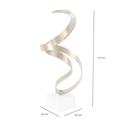 Sculpture – Brass Abstract Swirl Table Top Sculpture – Stone Base