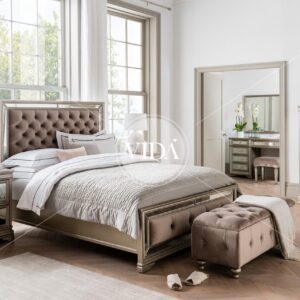 5ft King-size Bed - Mirrored - Deep Upholstered - LA Bedroom Range