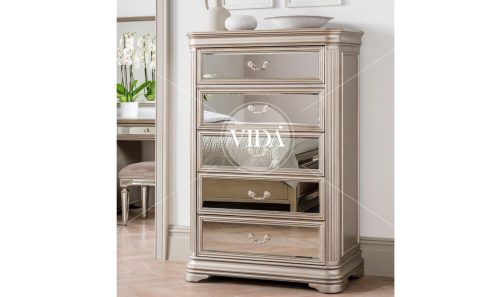 Tallboy Drawers - 5 Drawer - Mirrored - LA Bedroom Range