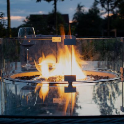 8 Seat Round Fire Pit Garden Dining Set – Grey Polyweave – Heritage Chairs