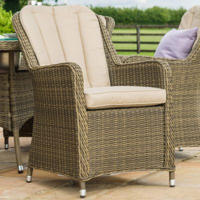 8 Seat Round Fire Pit Garden Dining Set – Light Polyweave – Venice Chairs