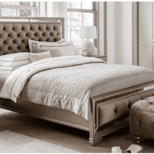 6ft Super King-size Bed - Mirror & Deep Upholstered Finish - LA Mirrored Range