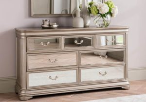 LA Bedroom Range. Dressing Drawers, Mirrored Finish