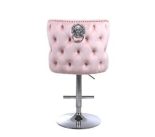 Bar Stool - Chrome base - Lion Knocker Deep Buttoned - Pink Velvet