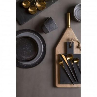 16 Piece Cutlery Set – Highly Polished Gold & Black – Contemporary Design