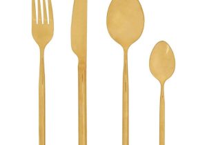 16 Piece Cutlery Set - Highly Polished Gold Finish - Contemporary Design