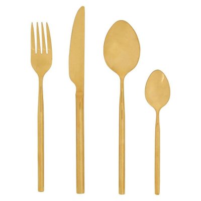 16 Piece Cutlery Set - Highly Polished Gold Finish - Contemporary Design