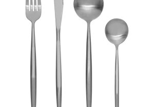 16 Piece Cutlery Set - Matt Chrome Finish - Contemporary Design