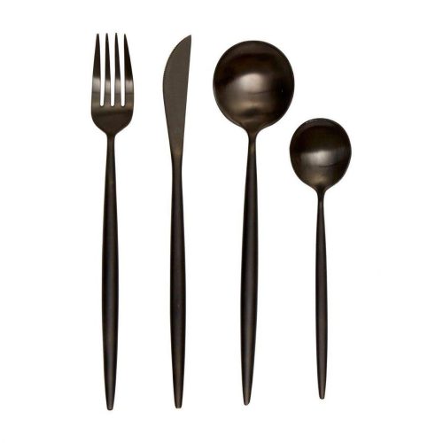 16 Piece Cutlery Set - Matt Black Finish - Contemporary Design
