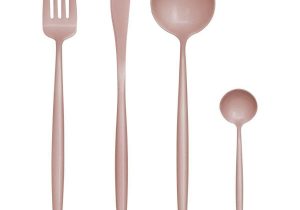 16 Piece Cutlery Set - Matt Pink Finish - Contemporary Design