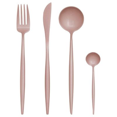 16 Piece Cutlery Set - Matt Pink Finish - Contemporary Design