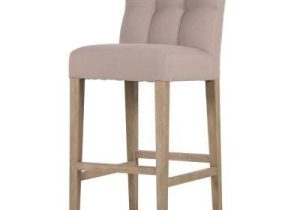 Bar Stool - Oak Frame Base - Padded Seat - Sand Colour Fabric