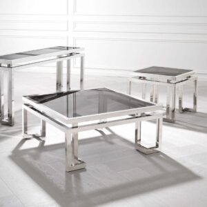 Coffee Table - Black Glass & Polished Chrome - Brass & Chrome Range
