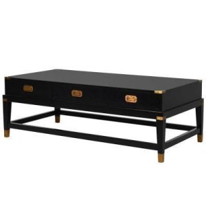 Coffee Table - Black & Gold Edged - 3 Drawers - Dorchester Black Range 