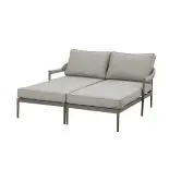 Garden Double Sun Lounger Set - All Weather Fabric - Grey