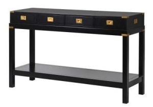 Console - Black & Gold Edged - 4 Drawers -1 Shelf - Dorchester Black Range