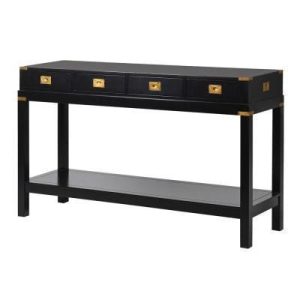 Console - Black & Gold Edged - 4 Drawers -1 Shelf - Dorchester Black Range