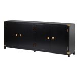 Sideboard Satin Black & Brass Finish - 4 Doors - Dorchester Black Range