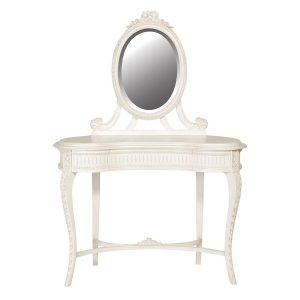 Dressing Table - Carved Finish With Mirror - French Antique White