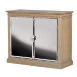 Sideboard - 2 Door Polished Chrome Finish - Solid Oak Surround