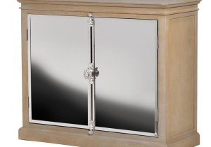 Sideboard - 2 Door Polished Chrome Finish - Solid Oak Surround