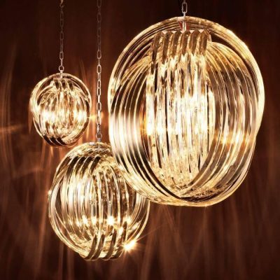 Chandelier – 4 Light – Round Design – Acrylic Rod & Chrome Chandelier