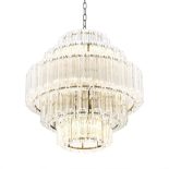 Chandelier - 9 Light - 5 Tiered Cut Clear Crystal - Chrome - Small