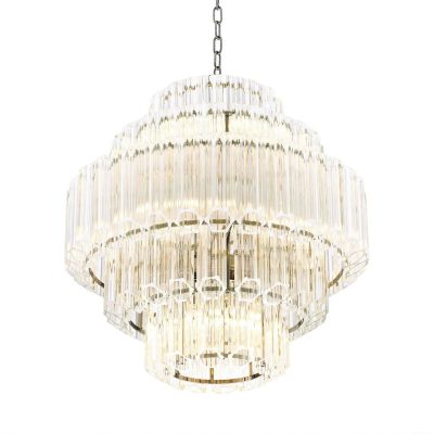 Chandelier - 9 Light - 5 Tiered Cut Clear Crystal - Chrome - Small
