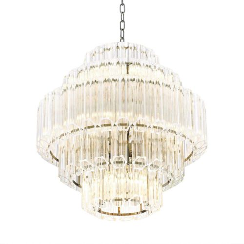 Chandelier - 9 Light - 5 Tiered Cut Clear Crystal - Chrome - Small