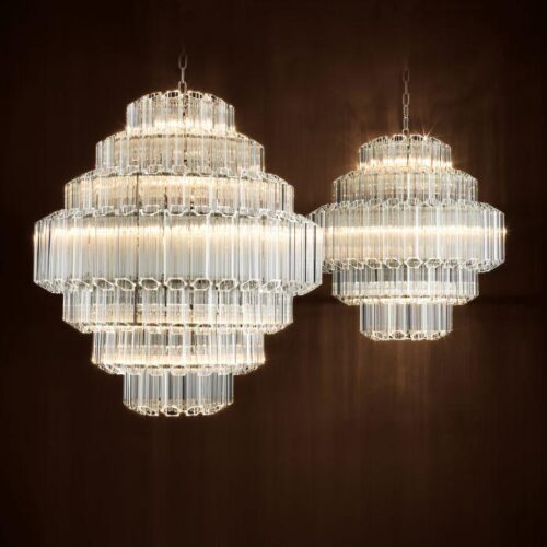 Chandelier - 18 Light - 7 Tiered Cut Clear Crystal Large Chandelier - Chrome Surround