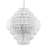 18 Light 7 Tier Chandelier - Cut Clear Crystal - Chrome Surround - Large