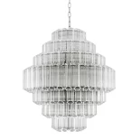 18 Light 7 Tier Chandelier - Cut Clear Crystal - Chrome Surround - Large