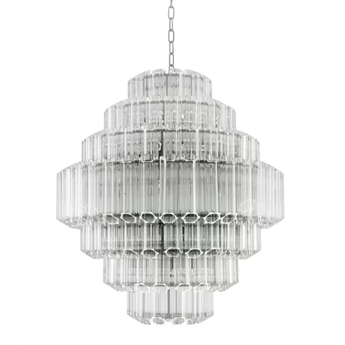 18 Light 7 Tier Chandelier - Cut Clear Crystal - Chrome Surround - Large