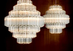 18 Light 7 Tier Chandelier - Cut Clear Crystal - Chrome Surround - Large