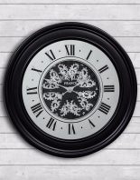 Wall Clock Battery Operated Matt Black Finish Moving Cogs