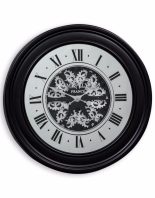 Wall Clock Battery Operated Matt Black Finish Moving Cogs